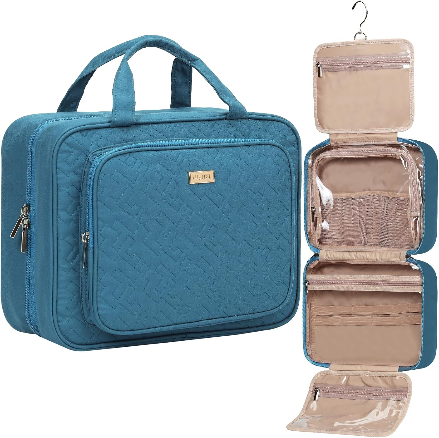 NISHEL Large Size Toiletry Bag for Women, Travel Essentials Organizer, Hanging Makeup Case for Accessories, Cosmetics, Toiletries