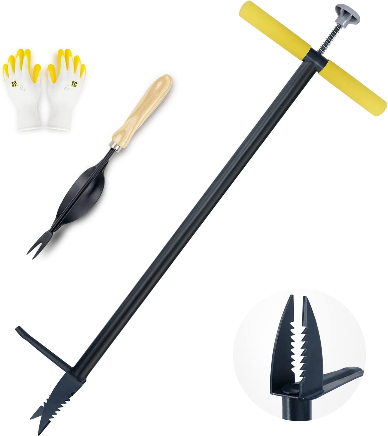 Colwelt Stand up Weeder and Weed Puller, Stand up Weed Puller Tool with Foot Pedal, Step and Twist Manual Weeder 40 Inch(Combo Pack - Stand up Weeder & Hand Weeder& Garden Gloves) image number 1