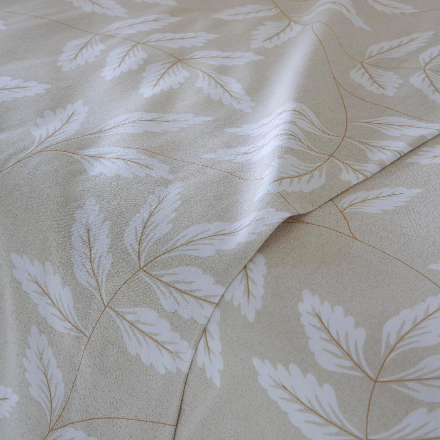 COTTON Artean Organic Cotton Beige Batan Duvet Cover Set for 180 X 190/200 Cm Bed Includes Flat Sheet + 2 Pillowcases + Fitted Sheet 100% Organic Cotton GOTS Certified image number 3