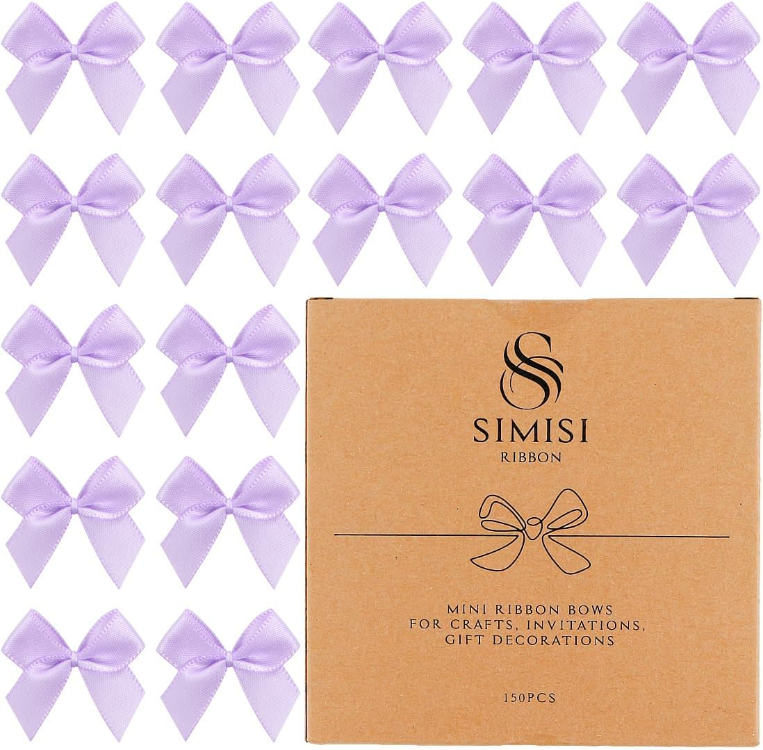 150 Pieces Mini Ribbon Bows for Crafts Black White Champagne Tiny Satin Bow for Gift Wrapping, Invitations, Christmas Tree - Black image number 2