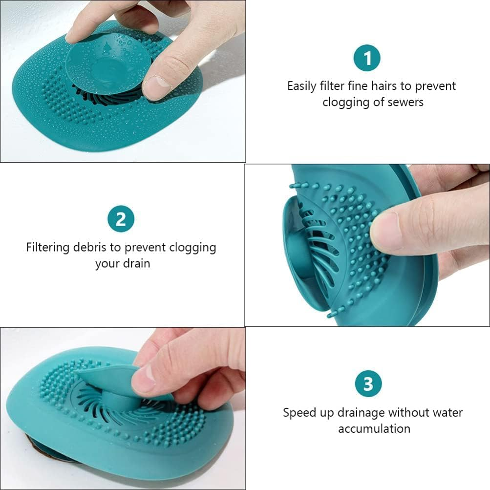 4PCS Bath Plug Sink Strainers, Silicone Sink Strainer,Universal Drain Plug, Kitchen Sink Plugs Plug Hole Hair Catcher (2 Blue + 2 Orange) image number 5