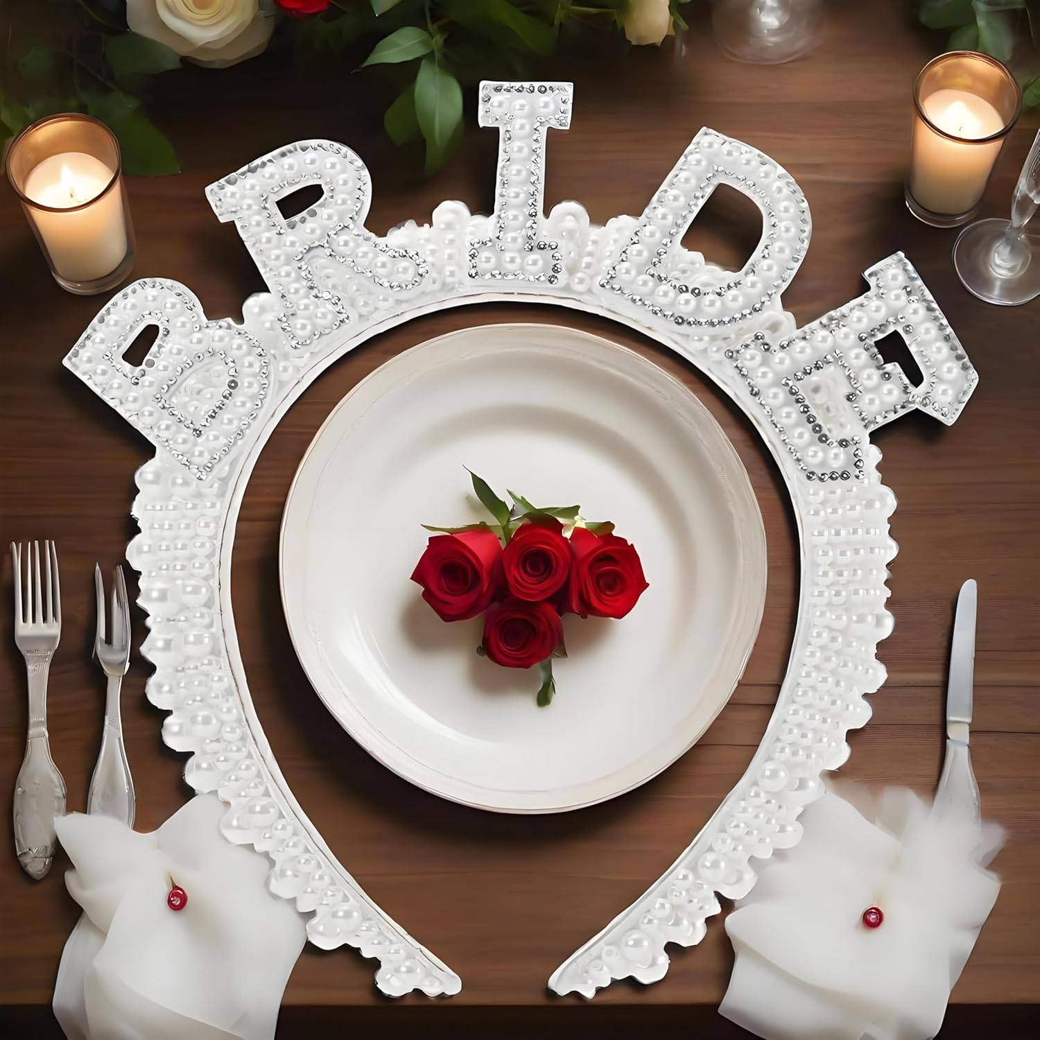 Pearl Bride Headband, Ideal for Bachelorette Party Decorations Bridal Shower Wedding and Engagement Parties. image number 1