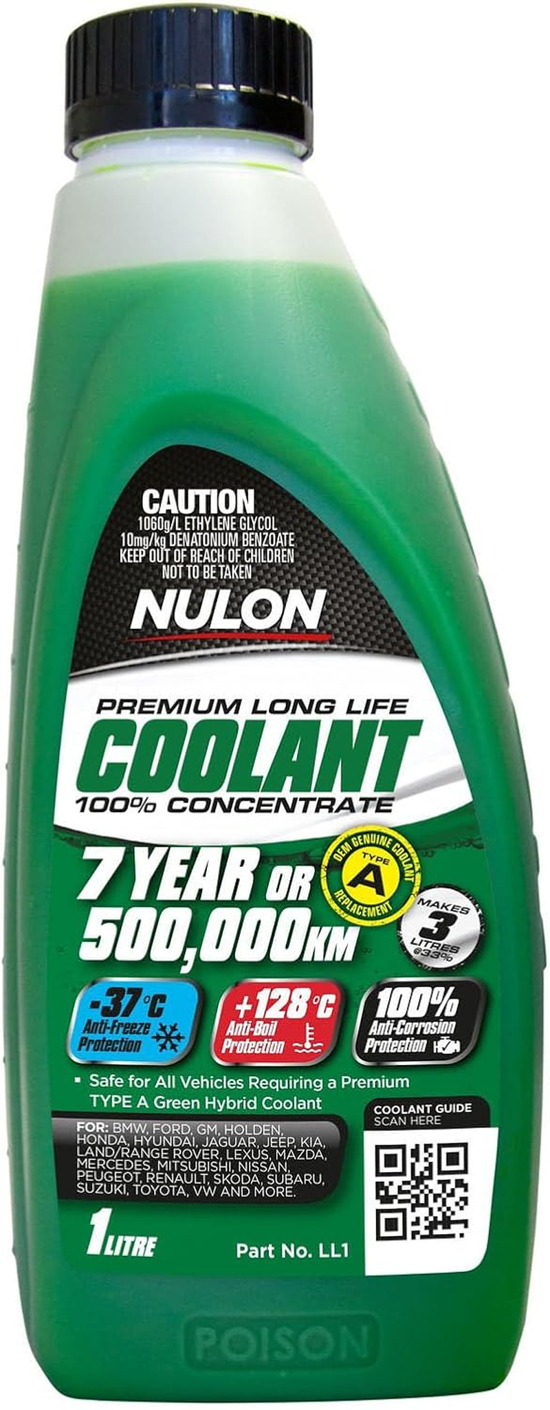 Nulon Long Life Concentrated Coolant 1 Liter, Green