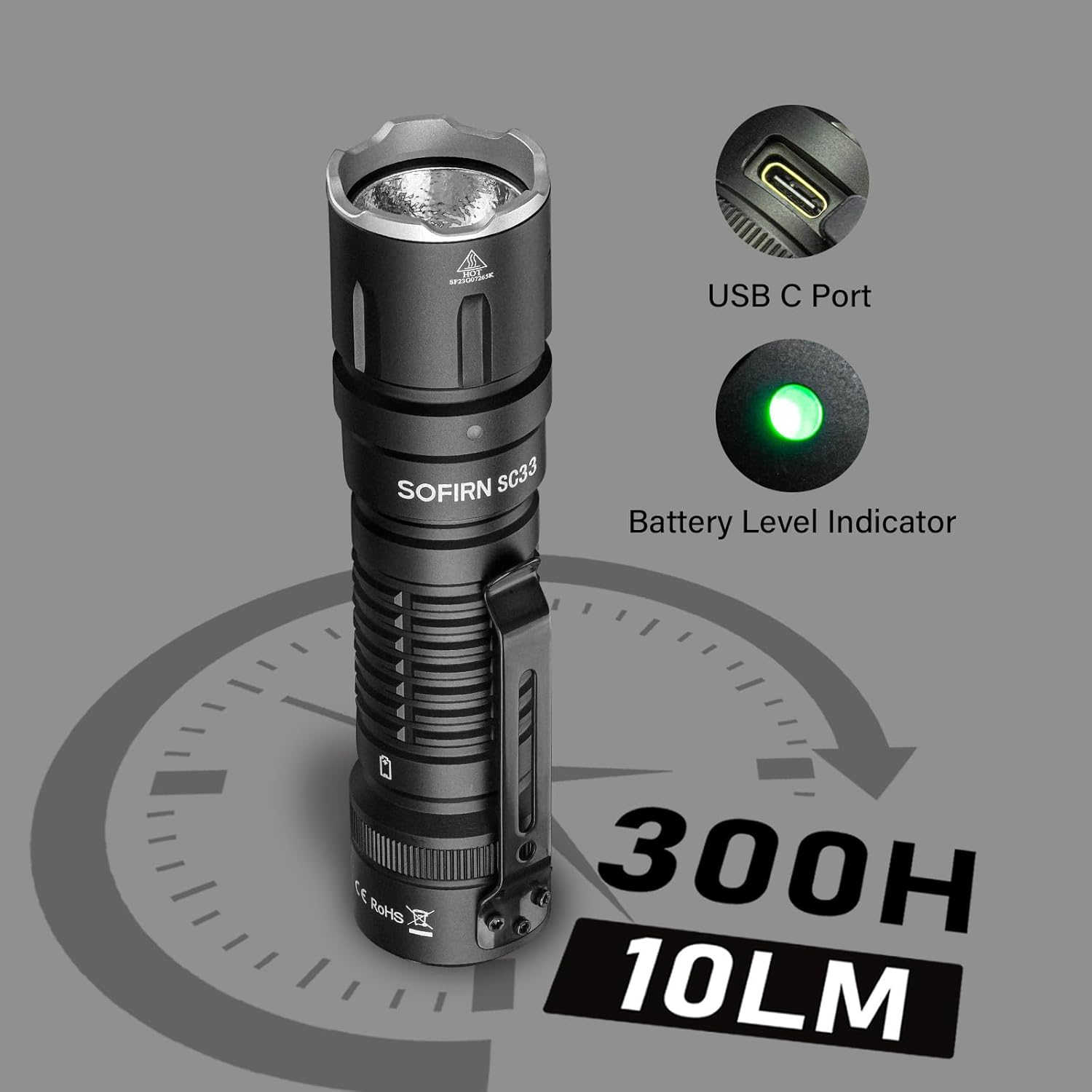 Sofirn SC33 Rechargeable Torch 5200 Lumens, EDC Flashlight High Lumens, 327 Meters Throw, Led Lights with 9 Modes Regulated Output for Emergencies, Hunting image number 5