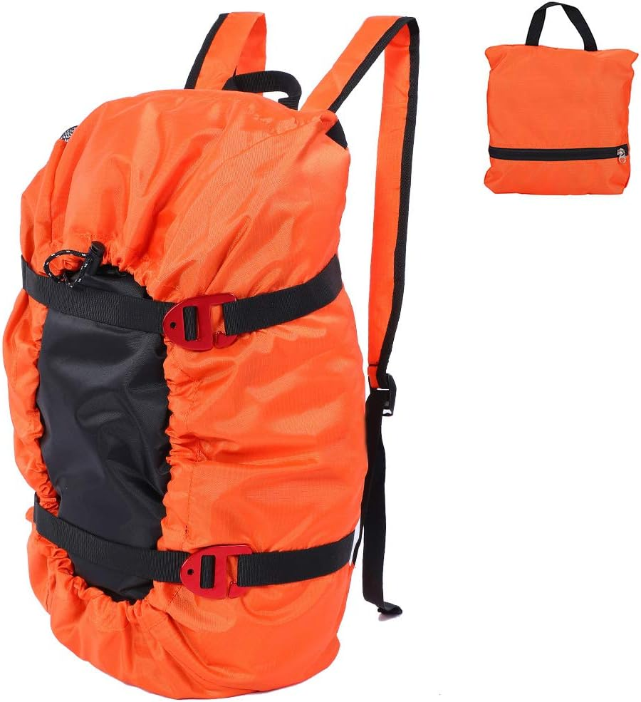 Rock Climbing Rope Bag, Arbor Rope Storage Bag Foldable Backpack with Large Rope Tarp Adjustable Shoulder Straps Waterproof Oxford Large Capacity Ultralight Outdoor Hike Gear Equipment(Black)