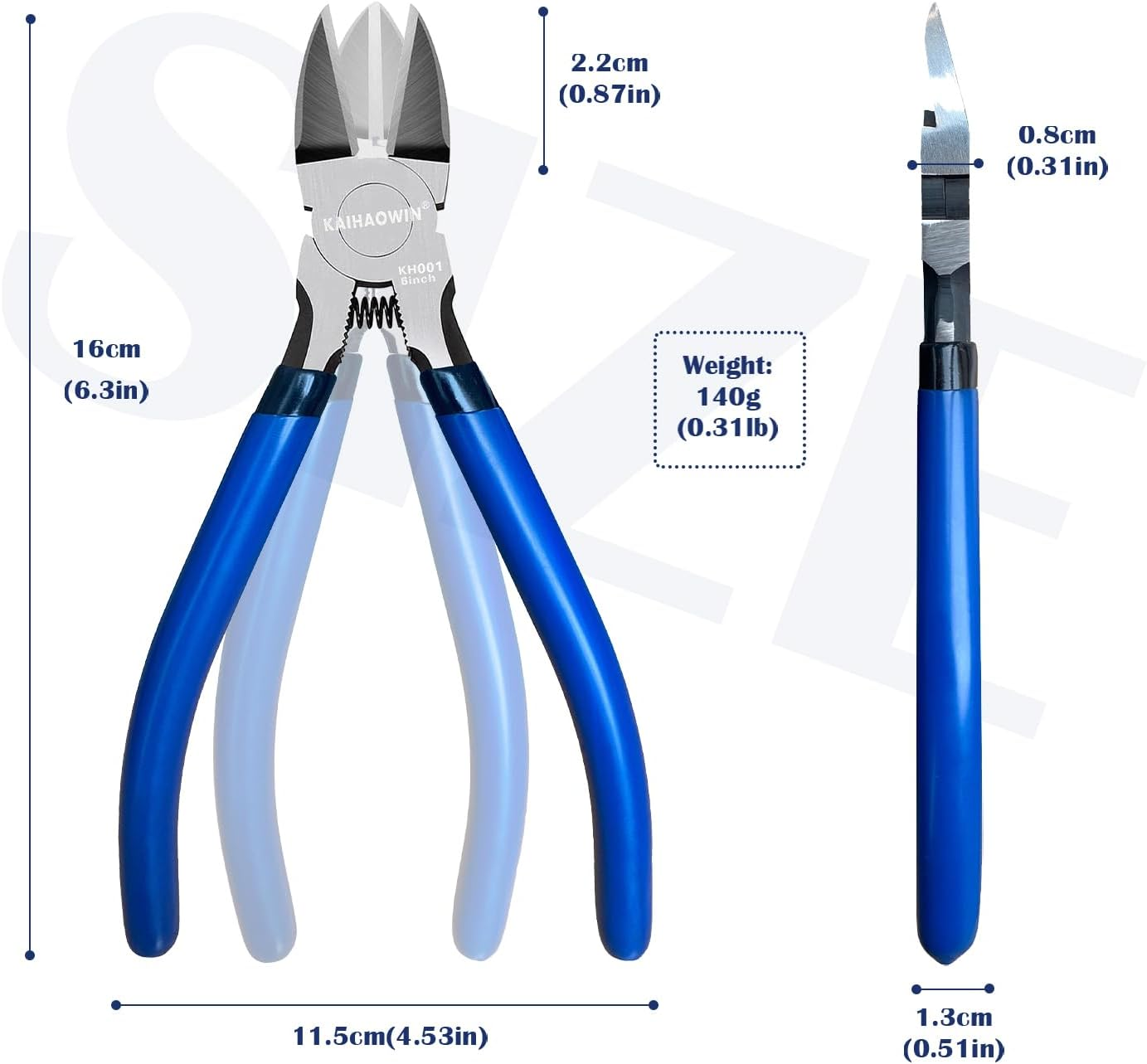 Wire Cutters 2 Pack, 6.5 Inch,Kaihaowin Flush Cutters Diagonal Cutters Side Cutters Precision Ultra Sharp Spring Loaded Wire Snips Clippers Dikes Cutting Pliers Small for Crafting Jewelry Making,Blue image number 2