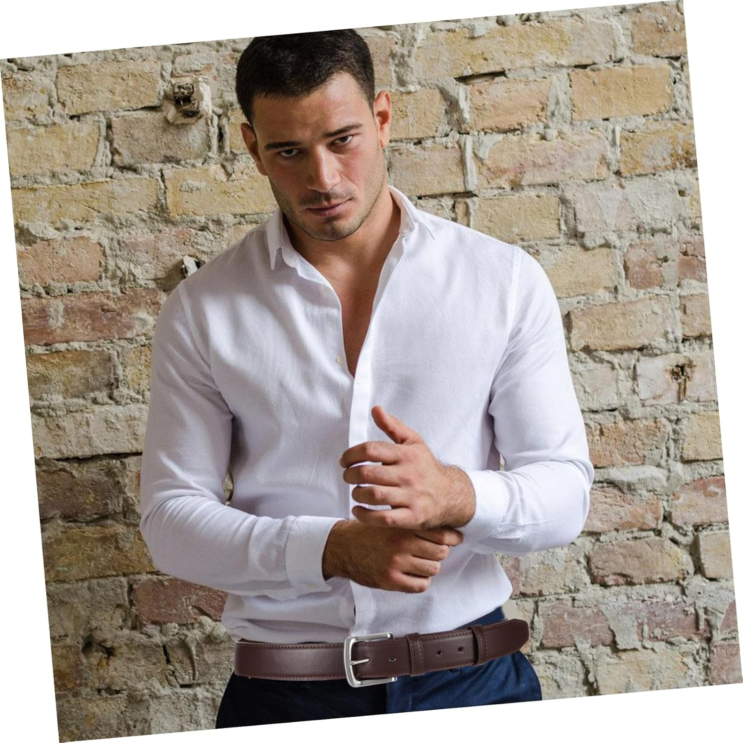 Alasum Hidden Money Pocket Travel Belt for Men Brown Waistband with Unique Zipper Design Discreet Storage for Valuables Cashsafe Theft Wallet for Travel image number 1