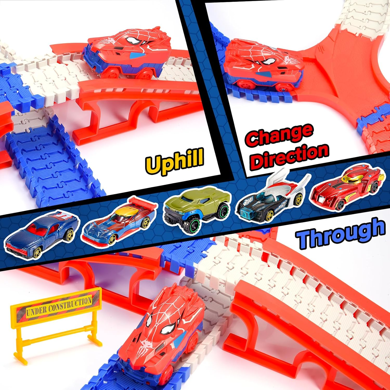Spider Toys for Boys, 251 PCS Spider Race Track with 5 Alloy Cars Toys for 3 4 5 6 Year Old Boys Car Tracks for Kids Toddler Boys Toy Age 3-5 4-6 6-8 Easter Birthday Gifts image number 5