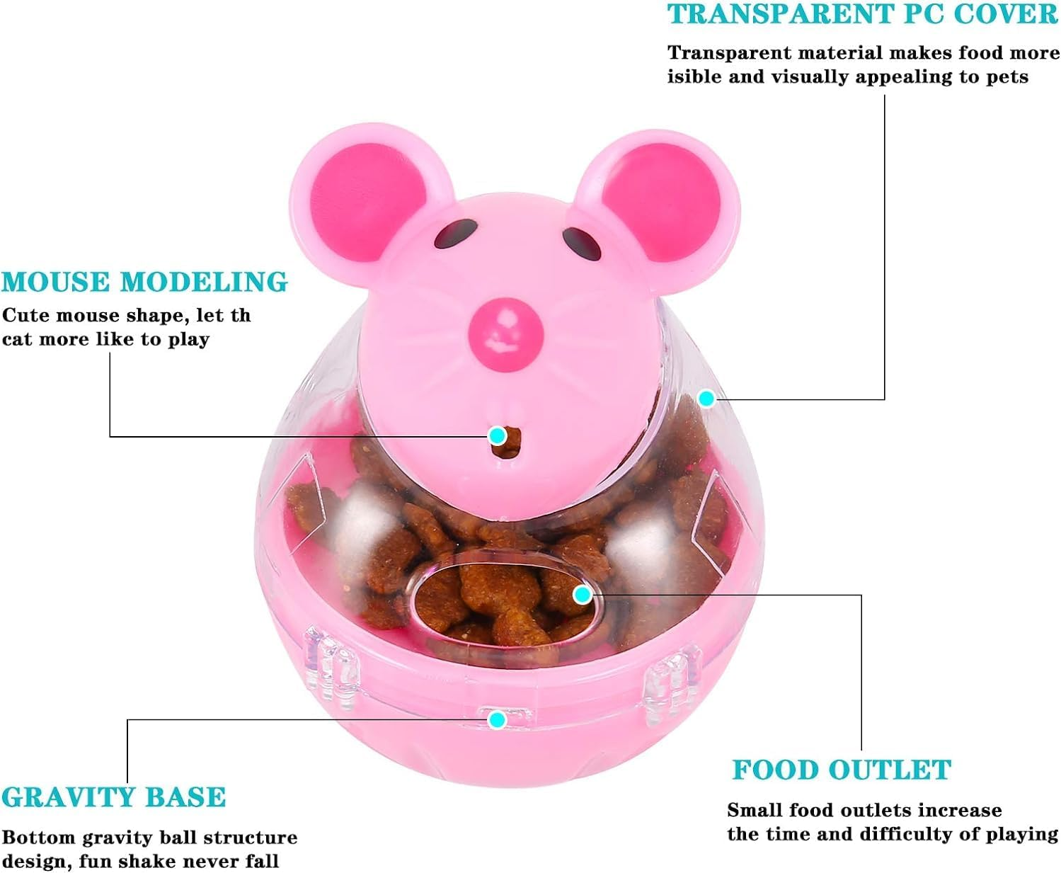 2Pcs Cat Treat Dispenser Toy, Mouse Shape Cat Interactive Toy and Food Dispenser for Pet Increases IQ Interactive & Food Dispensing image number 1