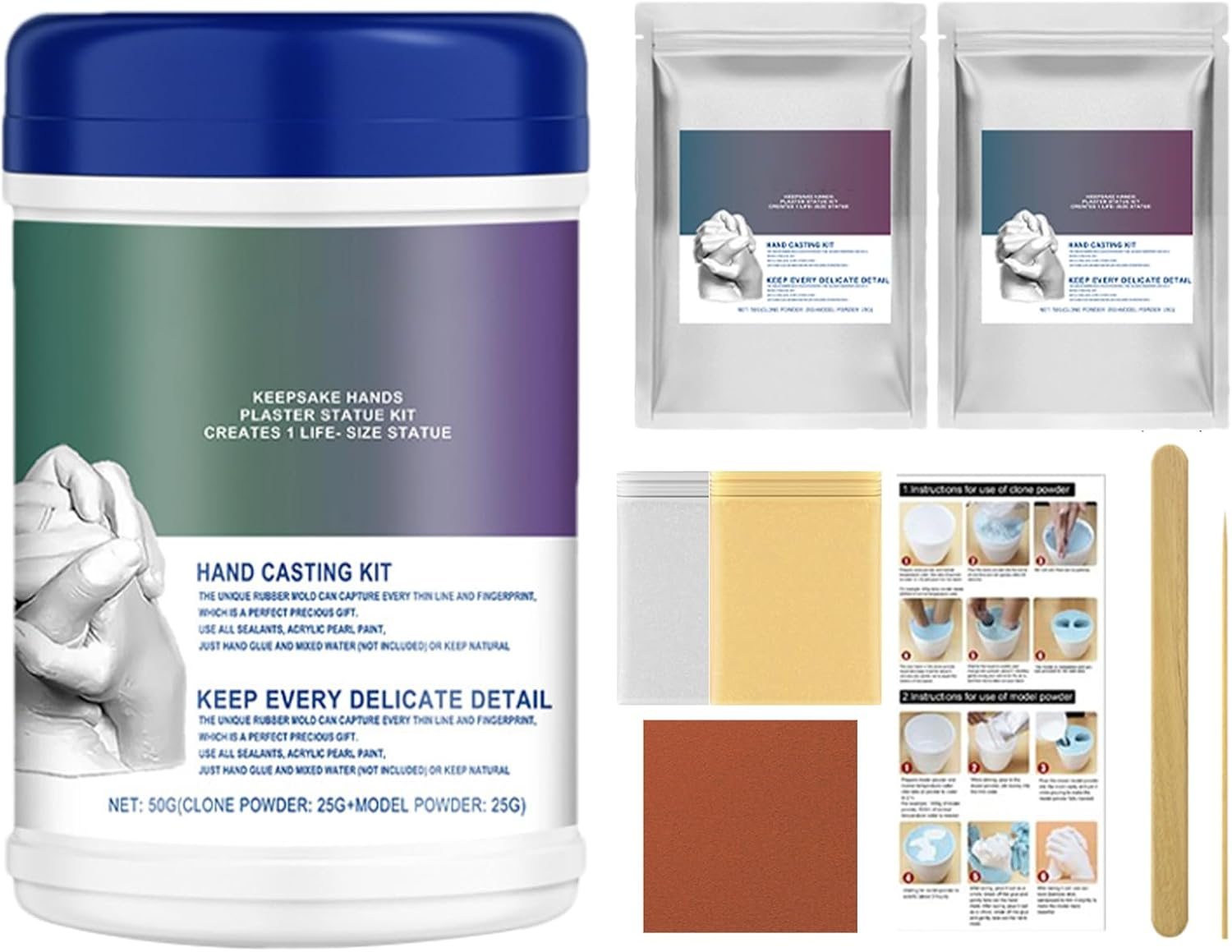 Paris Plaster for Creative Crafts, Stone Handprint Kit Step-By-Step Carving Supplies for Family, Babies, Adults, Couples and Memories Christmas