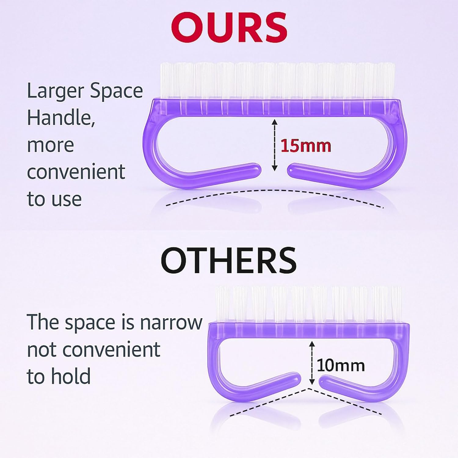 Fengea Handle Grip Nail Brush 4 Pack Soft Bristle Sturdy Plastic Handle Fingernail Brushes for Men Women Pedicure Manicure Cleaning, Compact Size 8.0 &times; 2.6 &times; 4.0 Cm, Assorted Bright Colours image number 1