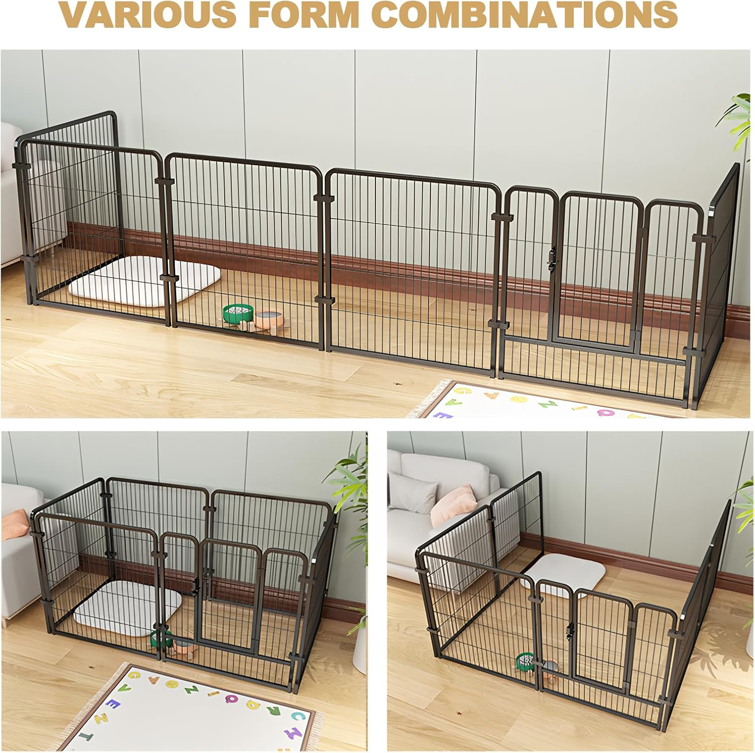 Metal Dog Playpen,6-Panel 24" Pet Playpen with Door,With Door Anti-Rust Exercise Fence,Indoor/Outdoor Dog Pen for Small and Medium Dogs Play,Foldable (Black)