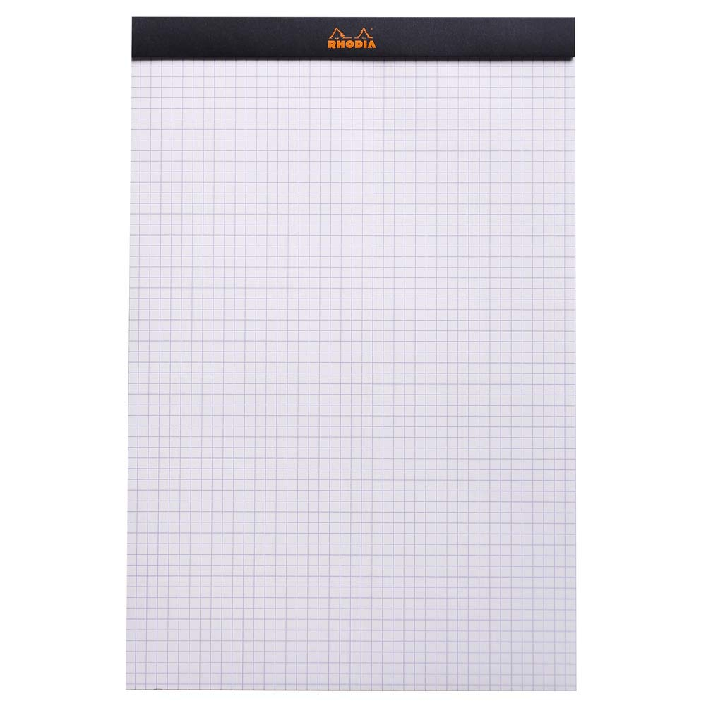 Rhodia 192009C - Stapled Notepad N&deg;19 Black - A4+ - Small Squares - 80 Detachable Sheets - 80G Clairefontaine Paper - Soft, Resistant and Waterproof Coated Card Cover - Basics image number 1
