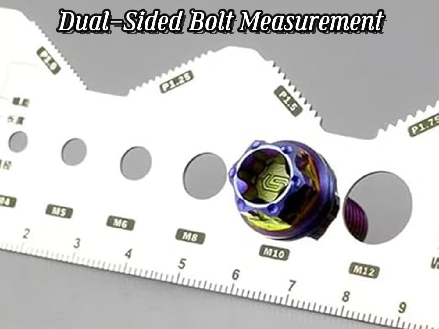 Screw Gauge Bolt Gauge Card Double Sided Compact, Stainless Steel, Portable, Compact, Bolt Sizing Tool, for Repairers Engineers Machinists image number 1