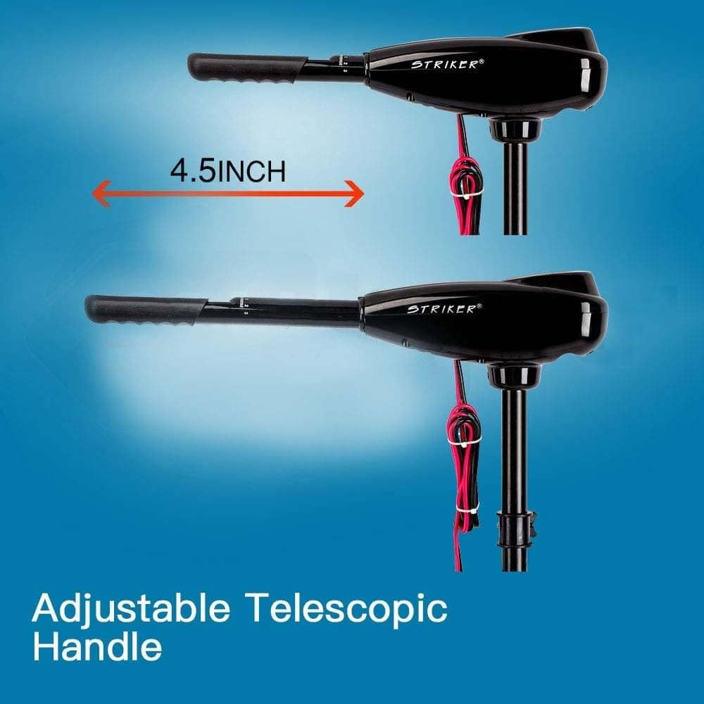 Striker Electric Trolling Outboard Motor 408W Huge 45-Lbs Thrust, 4-Stroke 10-Step LED Battery Display, Full 90 Degree Tilt with 6 Inch Telescoping Handle image number 3