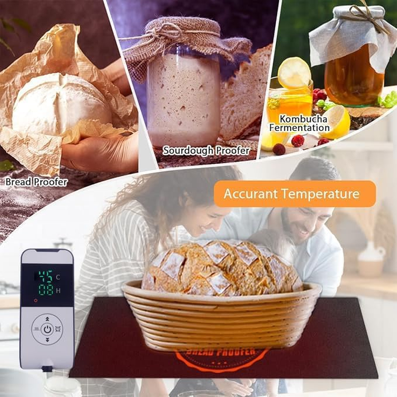 Bread Sourdough Proofer Heating Mat with Temperature & Timer Controller Waterproof Dough Starter Warming Mat for Dough Proofing Yogurt Fermentation
