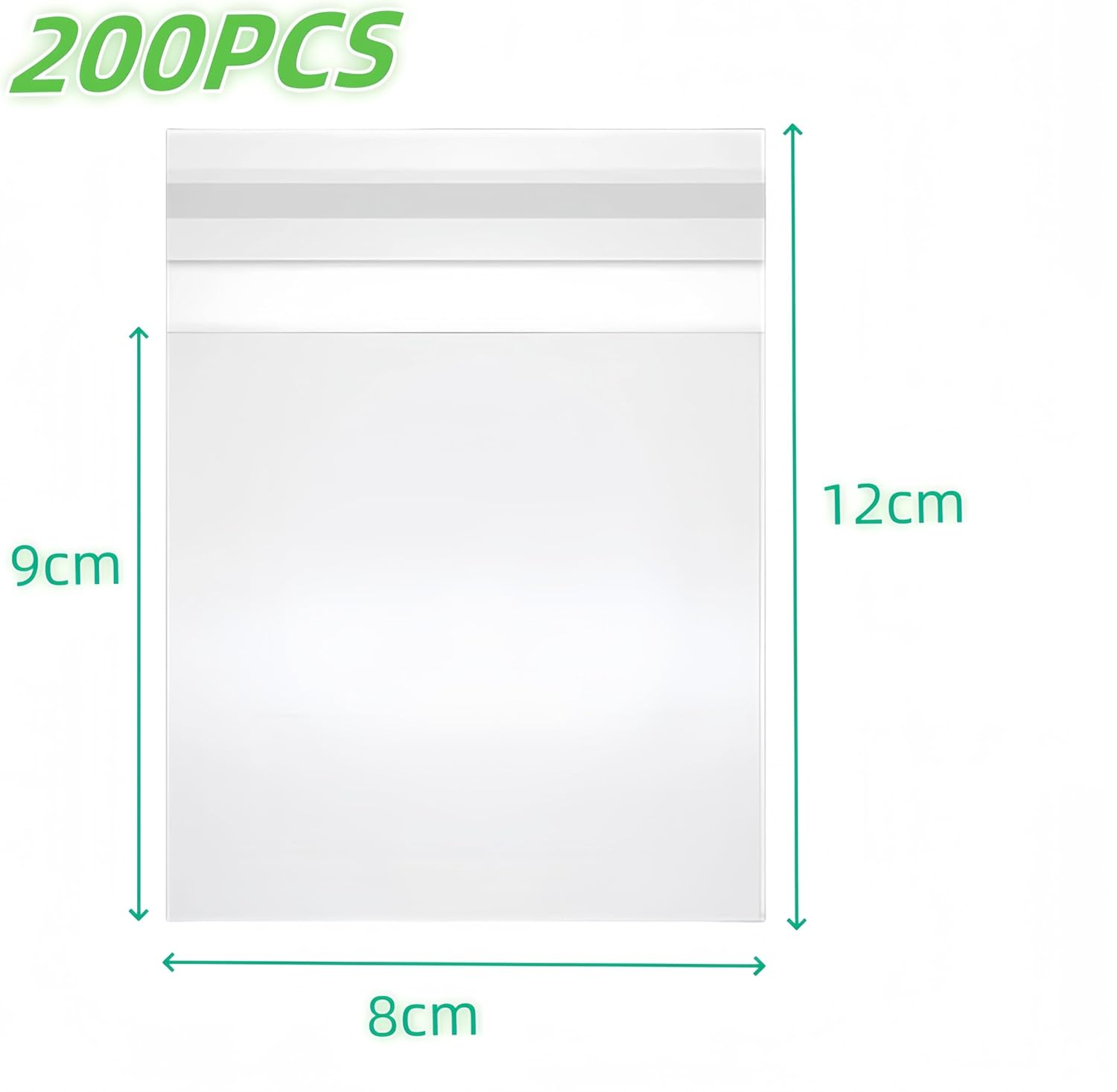 Wizefolk 200 Clear Cellophane Bags, 8 X 12Cm Self Adhesive Plastic, Resealable Gift Biscuit Bakery Packaging for Cake, Candy, Jewelry, Crafts