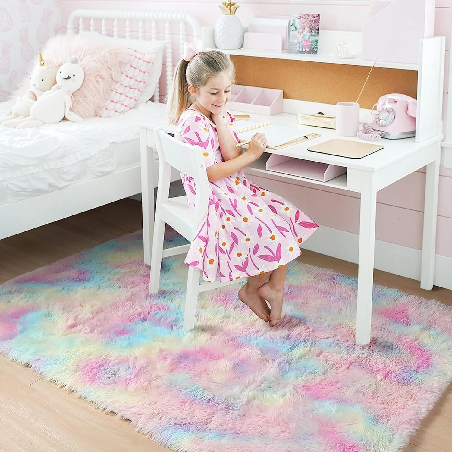 Washable Fluffy Rug, 60X120Cm Extra Thick 3.0 Cm Rectangular Rug Mat, Absorbent Non-Slip Carpet for Bedside, Sofa, Porch, Entrance. (Cherry Blossom Pink) image number 5