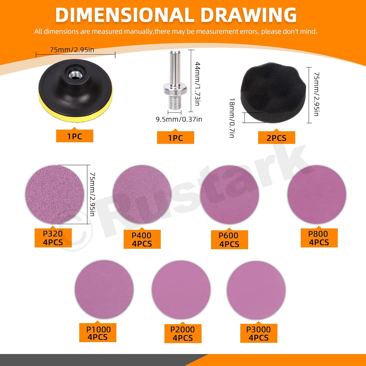 31Pcs 3 Inch/75Mm Car Headlight Restoration Kit, Heavy Duty Car Headlights Polishing Sanding Discs, Headlights Lens Cleaner and Restorer with Scouring Pads for Automotive DIY Polishing image number 6