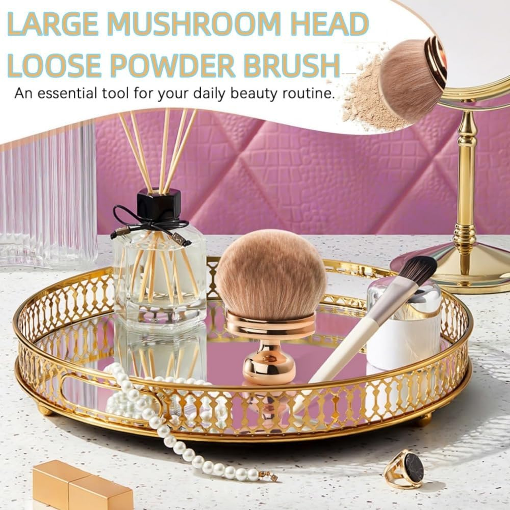 HIDOSNG 1Pcs Extra Large Makeup Brush, 3'' Width Self Tanner Brush,Kabuki Powder, (Rose Gold) image number 3