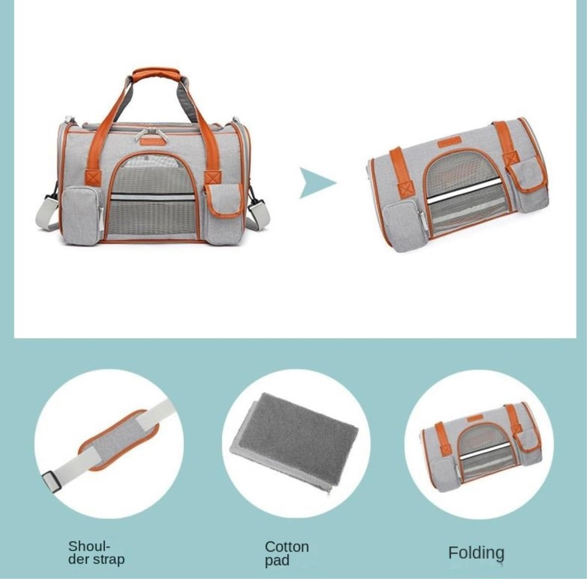 Cat Bag Dog Carrier Pet Carrier Cat Carrier Pet Inclined Span Bag Portable Backpacks Travel Car Seats Pet Carrier Cat Carrier Pet Bag Carrier(Color:Onecolor,Size:45 * 25 * 28Cm) image number 1