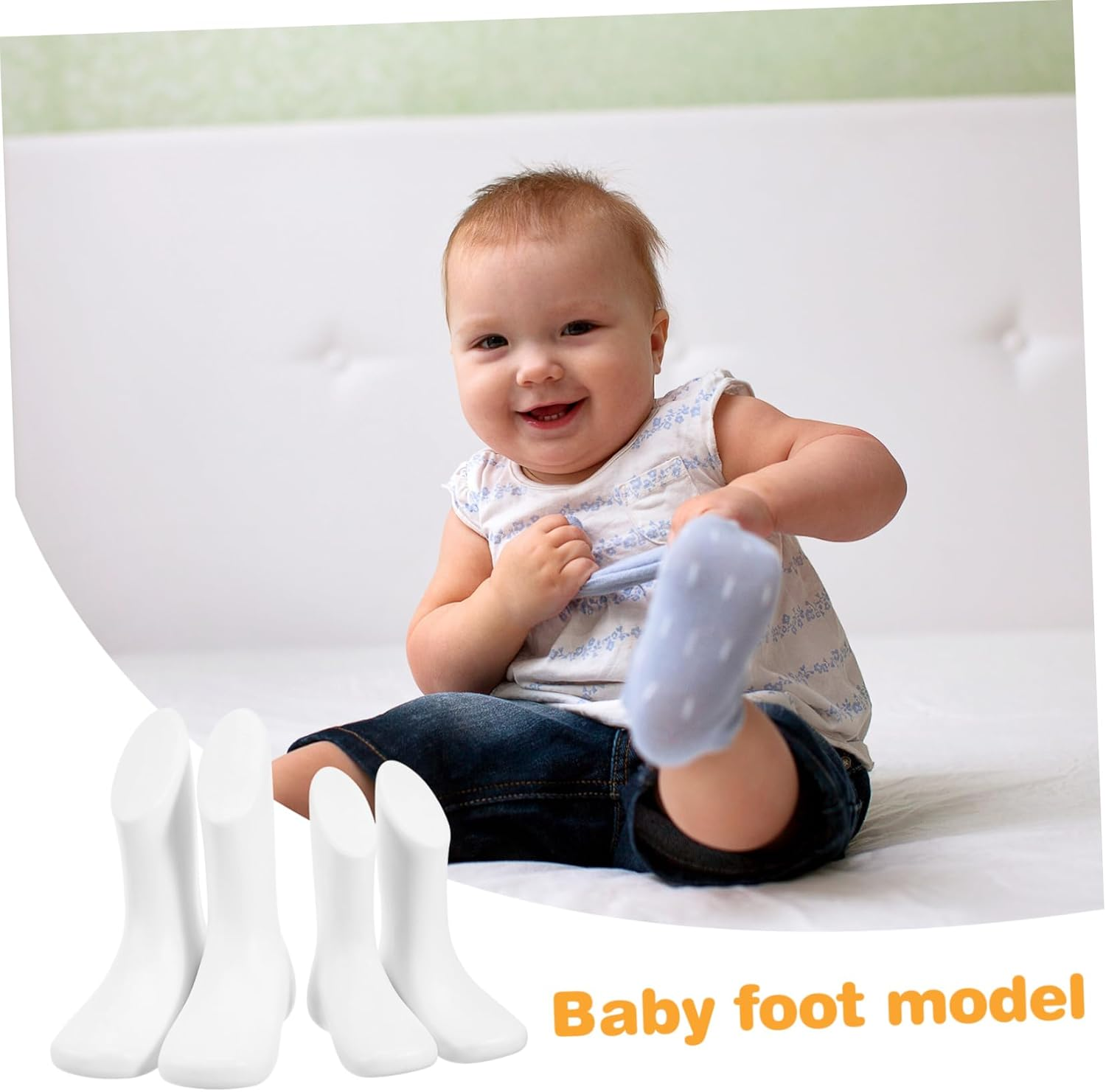 Luxshiny 4Pcs Baby Foot Mannequin Display Plastic Reusable Toddler Shoe Mannequin Small Foot Models Skin Tone for Retail Shop Supply 11.5Cm 14Cm image number 3