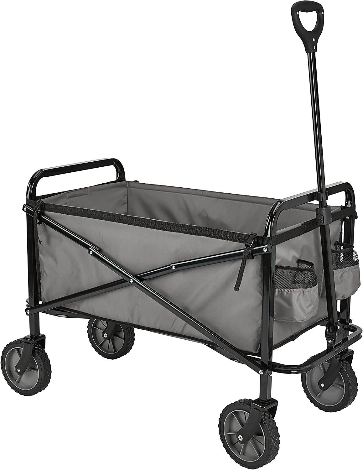 Amazon Basics Collapsible Folding Outdoor Utility Wagon with Cover Bag, Gray