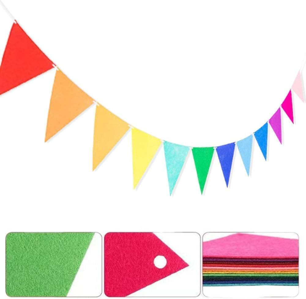 48Pcs Rainbow Pennant Banner, Betterjonny 4 Pack Felt Fabric Flags Pennant Banners Triangle Flag for Party Wedding Christmas Birthday Bedroom Decoration image number 6