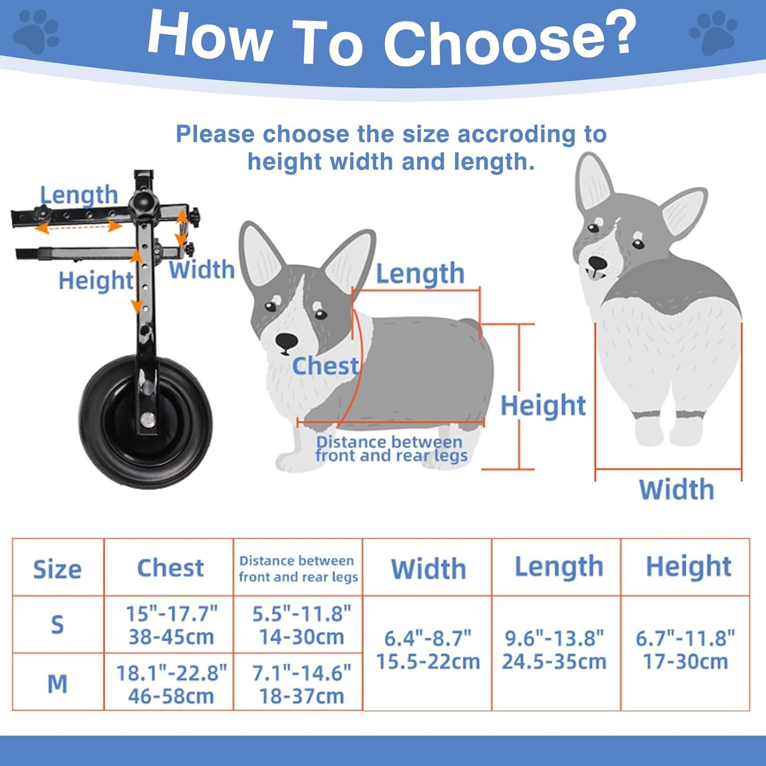 LIODUX Adjustable Dog Wheelchair with 2 Wheels, Wheelchair Small Dogs for Back Legs, Dog Leg Brace and Hip Support for Disabled or Injured Small Dogs, Pet Wheelchairs for Small Dogs Cats Pets (M) image number 6