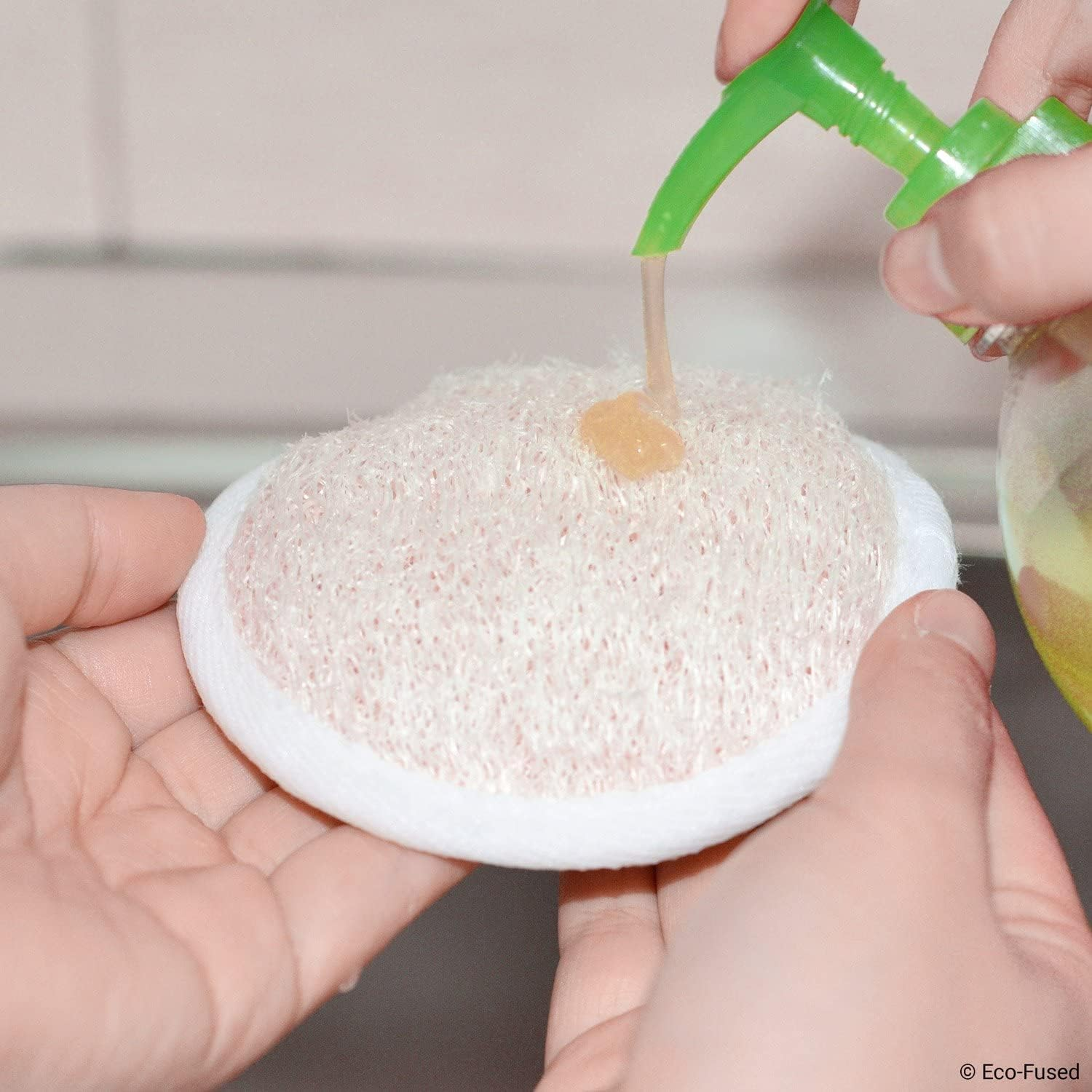 Loofah Pads (Pack of 5) - Exfoliating Scrubbing Sponges - Natural Luffa Material - Essential Skin Care Product - for Shower/Bath - Fibrous Texture - Perfect for Face/Body Wash - Wet It and Apply Soap image number 3