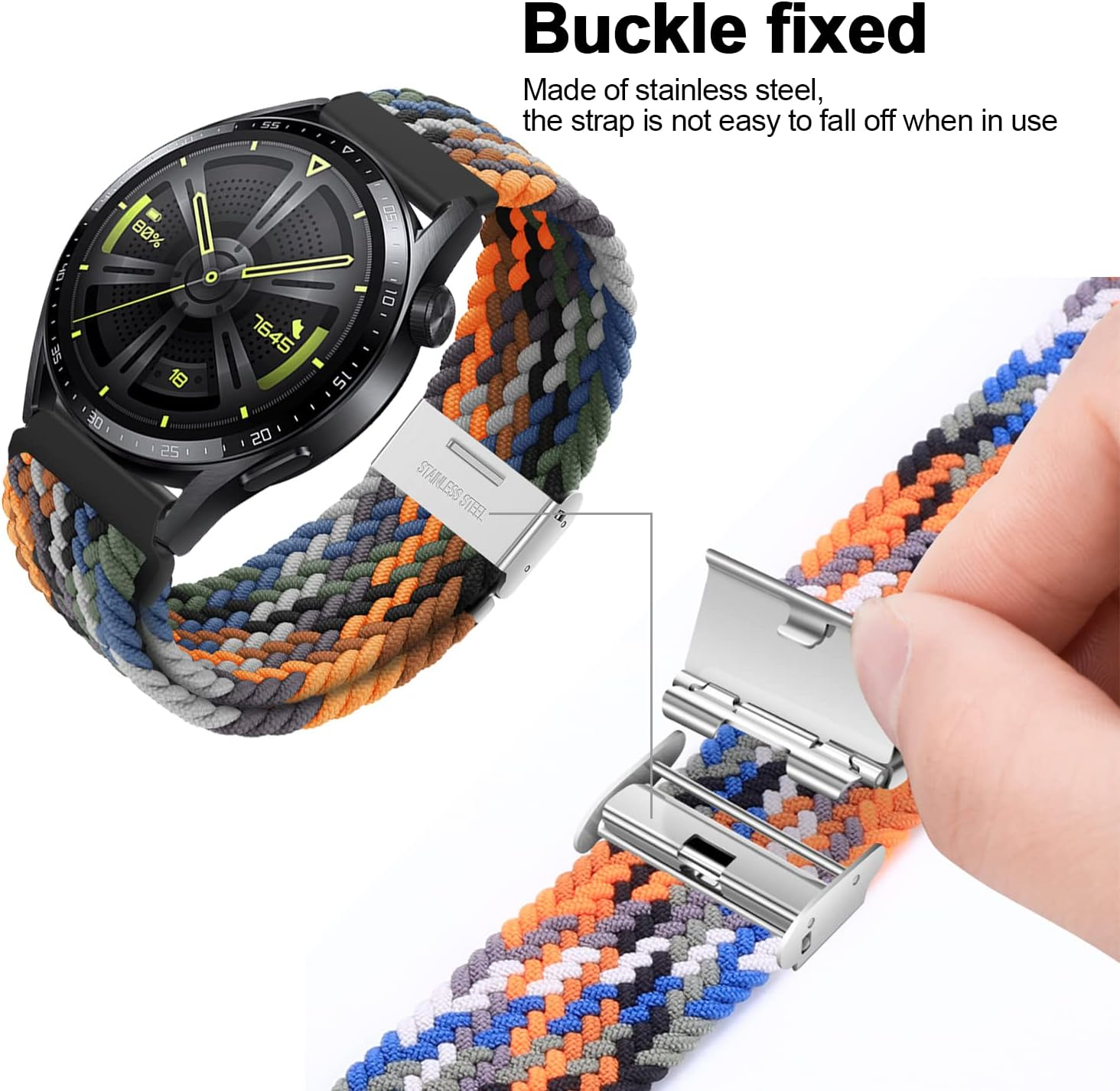 XMUXI Compatible with Samsung Galaxy Watch 3 45Mm Straps Braided Nylon Band, GT 5 GT 4 46Mm Strap, Amazfi GTR 4 GTR 3 Pro Woven Cloth 22Mm Bands Adjustable Elastic Band(Not Include Watch)