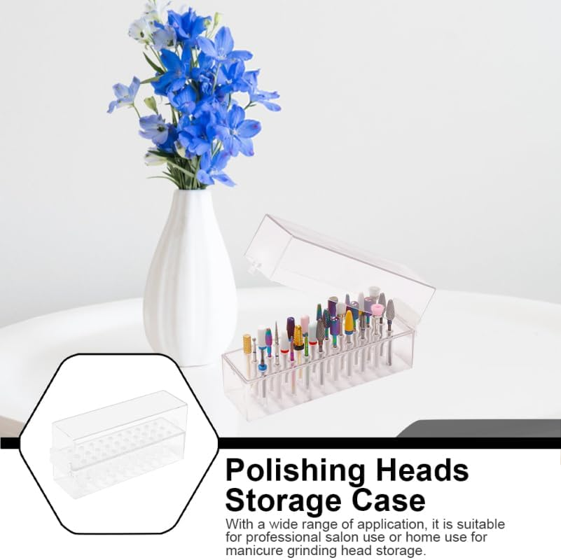 Healvian Nail Art Storage Box Nut Nail Grinder Nail Drill Storage Manicure Organiser Tool Box Nail Clippers Case for Nail Drill Holder for Nail Drill ABS Transparent image number 1