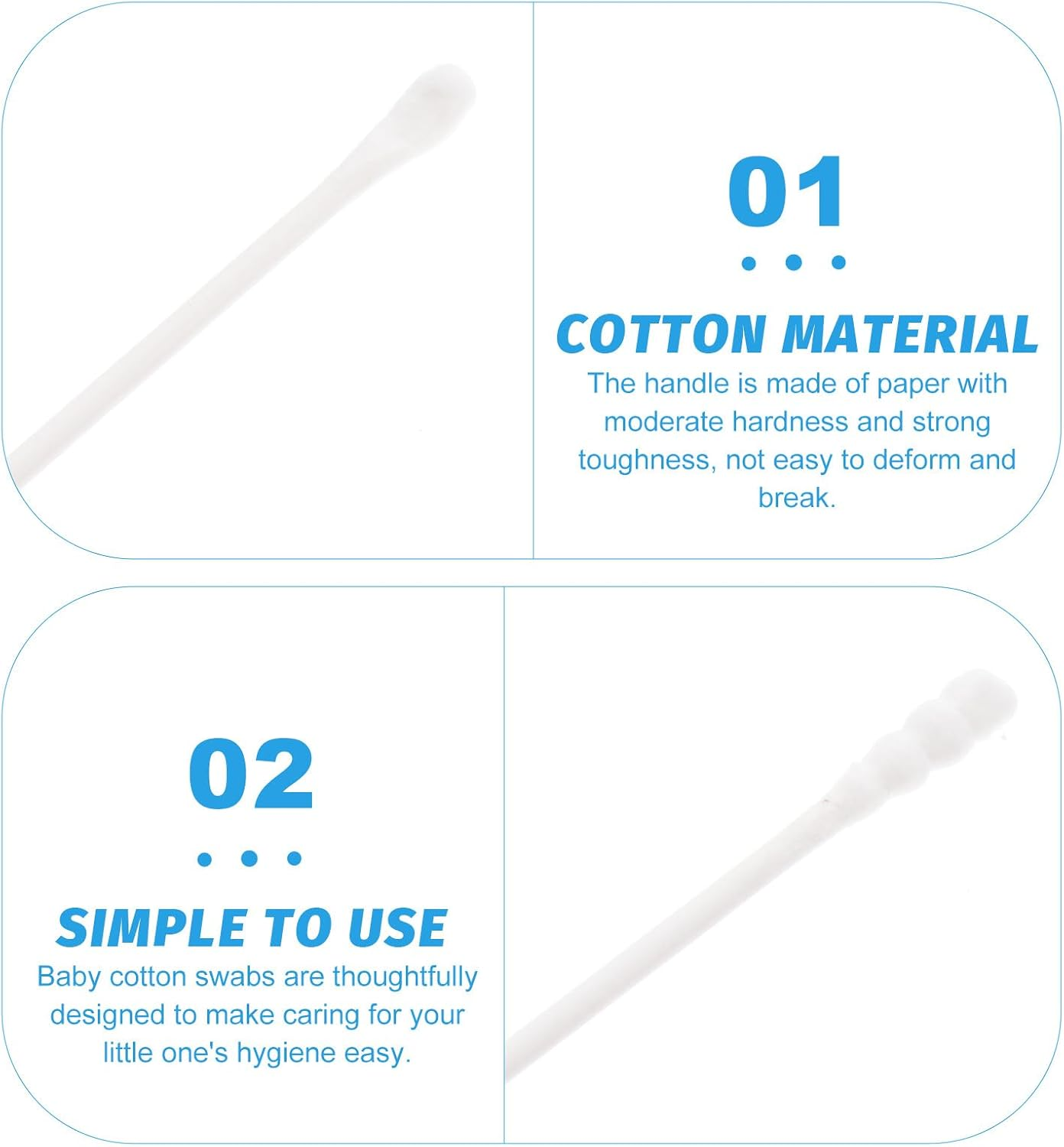 400PCS Cotton Swabs, Cotton Buds Swabs Cleaner Double round Cotton Tip Cleaning Swabs with Paper Stick for Cleaning Ear Nose Nose Swabs Makeup Chidren Ear Nose Cotton Sticks image number 4