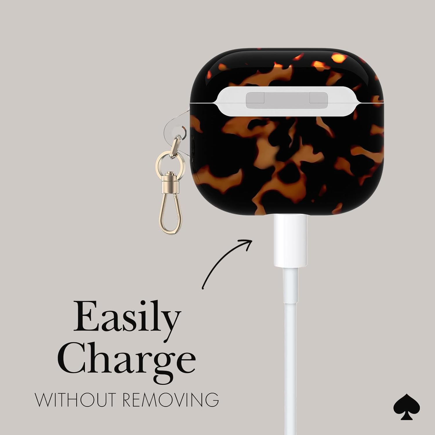 Kate Spade New York Airpods Protective Case with Keychain Ring - Tortoiseshell, Compatible with Airpods 3Rd Generation image number 5
