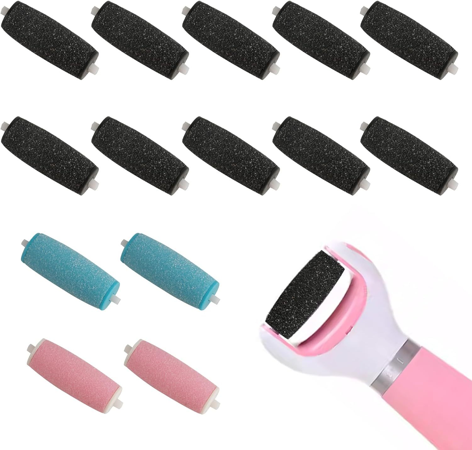 14 Pieces for Scholl Velvet Smooth Replacement Rollers for Scholl Callus Remover Extra Coarse Replacement Rollers for Electric Foot File, Pedicure Foot Care Set for Removing Hard Skin Replacement image number 3