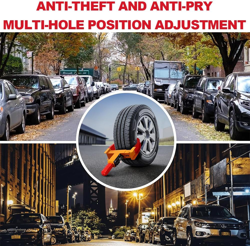 Universal Wheel Clamp Lock, Wheel Combination Lock, Safety Tire Lock, Anti-Theft and Anti-Pry, Keyless, Suitable for Cars, Trucks, Suvs, Motorcycles, Etc. (9 Holes)