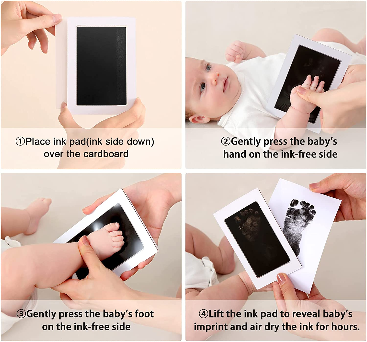 Hiumotan XL Size 6-Pack Imprint Cards & 2 Baby Handprint Ink Pads with Clean-Touch，Baby Inkless Hand and Footprint Kit,Baby Hand and Footprint Kit，Baby Footprint Kit，Baby Shower Gifts,Paw Print Kit,Newborn Essentials