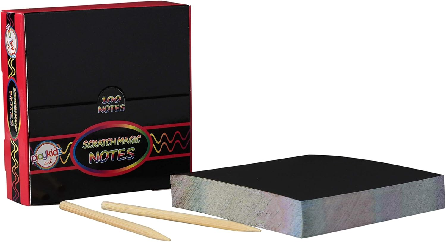 Scratch Art Kit &ndash; Magic Scratch off Notes & [2] Stylus Tools for Kids & Adults &ndash; 100 Black Paper Sheets &ndash; Create Colorful Rainbow Cards, Bookmarks, Notes, Pictures & Other Art without Ink image number 5