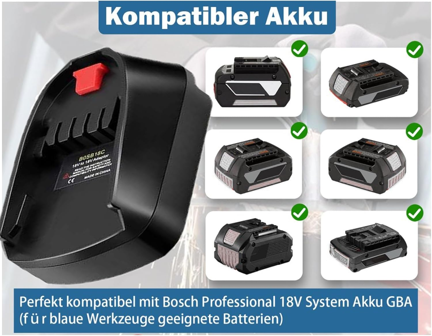 BS18BOSC Adapter for Bosch 18V GBA Battery Converter to Bosch PBA Power Tool, Battery Adapter for Bos-Ch Blue Tool Battery Converter to for Bos 18V Green Tool image number 5