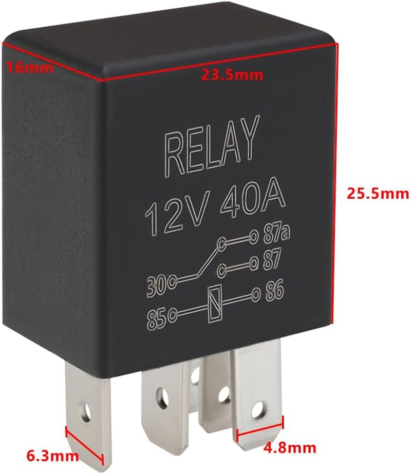 Be in Your Mind 2Pcs Micro Relay 5 Contacts Changeover CO 12V 15A 25A 40A Vehicle with Diode Relay Switch 5Pin Automotive Power Relay 95225-2D000,25422819, 6555HJ image number 2