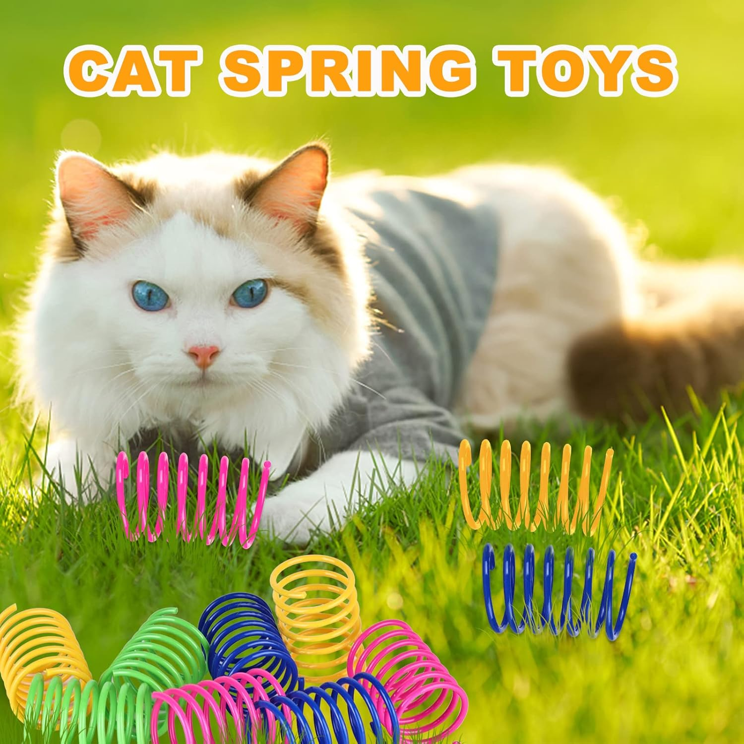 Delamiya Cat Spring Toy, Pack of 100 Cat Toys, Colourful Creative Plastic Spiral Springs for Cats, Interactive Toy for Cat, Novelty Toy for Biting, Hunting image number 3