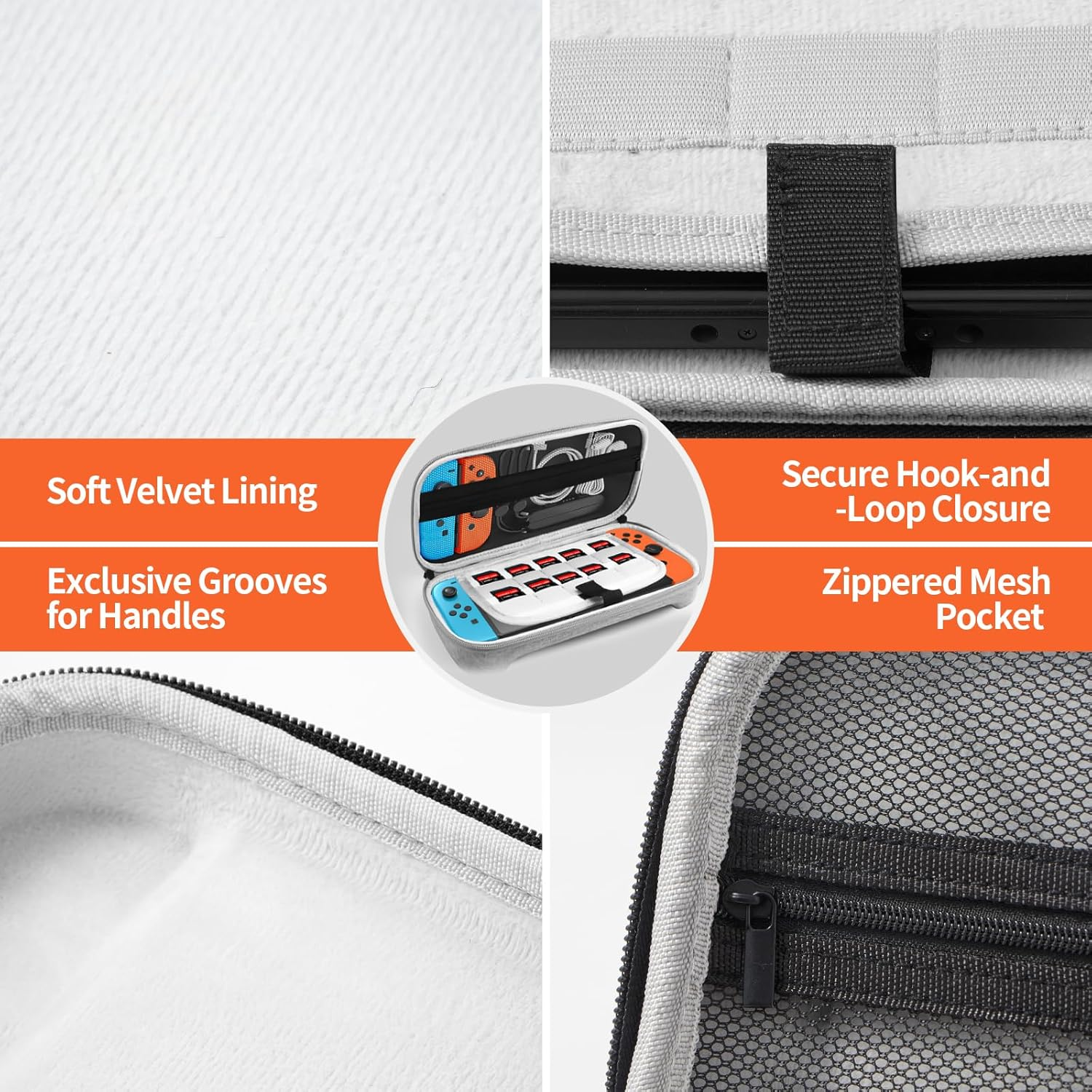 Cloudvalley Carrying Case for Nintendo Switch 2 Model 2025 [Shockproof] Hard Shell Travel Pouch, 20 Game Card Slots, Inner Pocket for Accessories, Compatible with Switch 2017 & OLED Console (Gray) image number 3