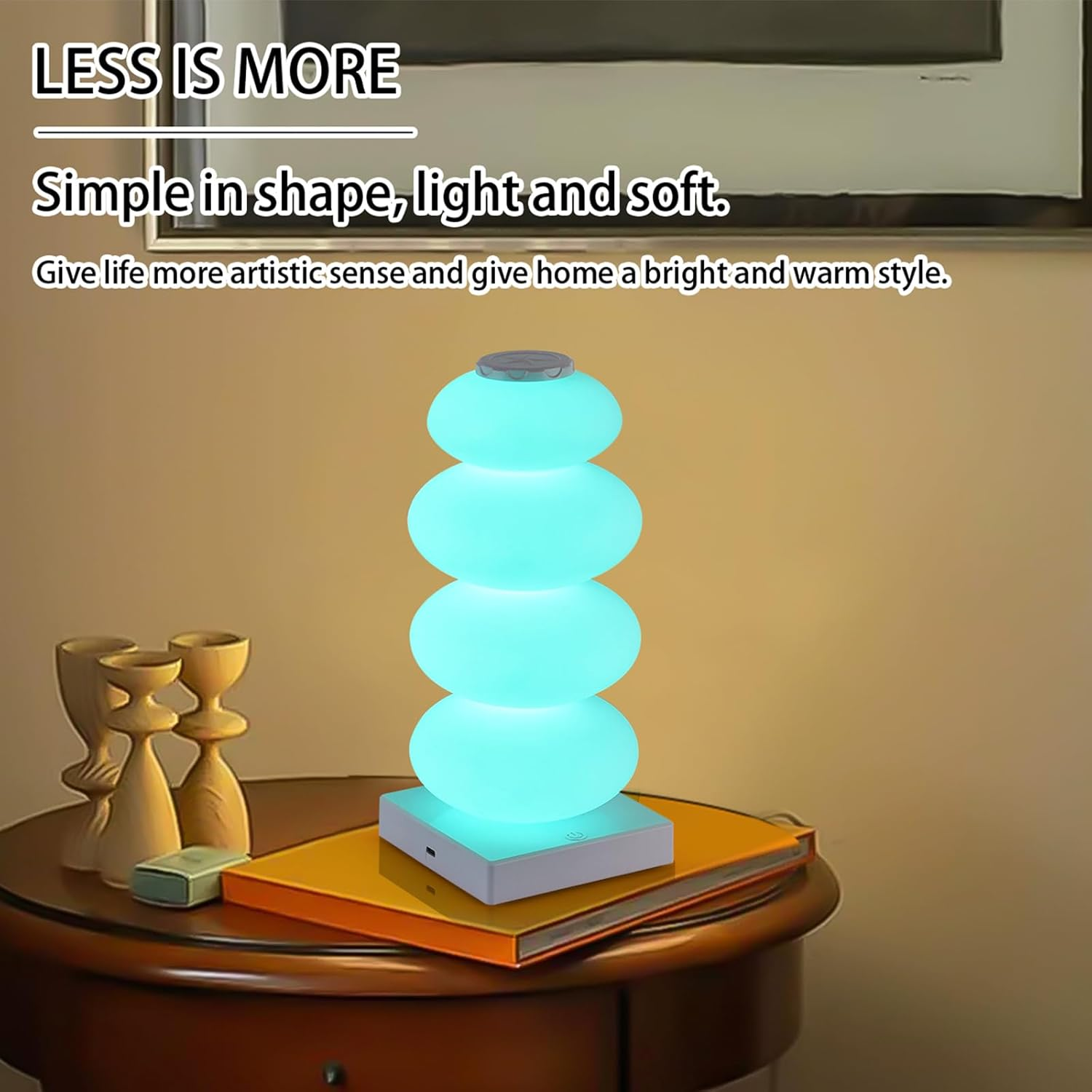 JIGNAY Gourd-Shaped Ambiance Table Lamp, RGB Dream Color Bedside Lamp, 2000Mah Touch Control Lamp with 6 Lighting Modes, Ambiance Light for Living Rooms, Bedrooms, Playrooms and Children'S Rooms. image number 2