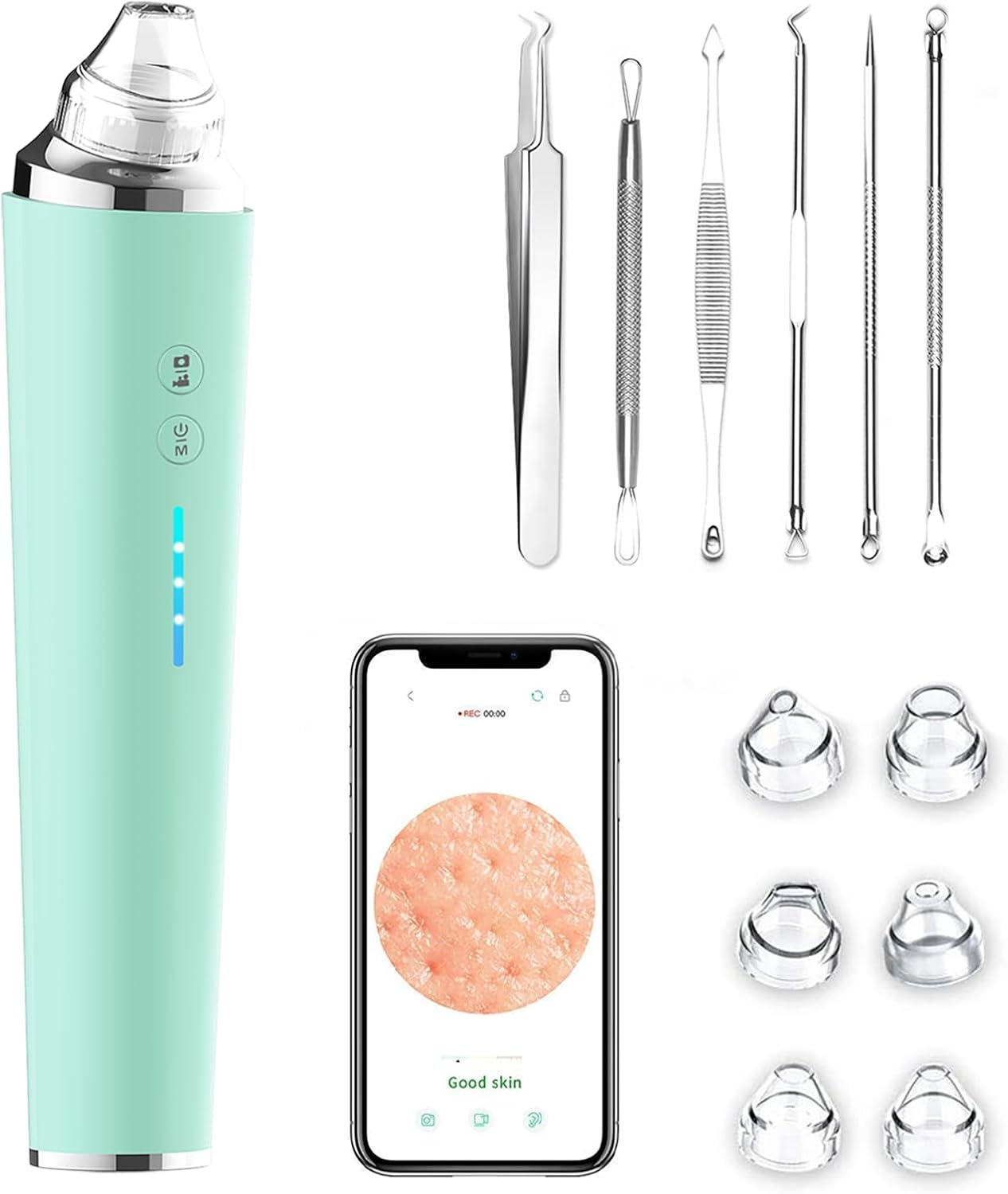 Blackhead Remover Pore Vacuum with Camera, Black Head Remover Suctioner 3 Suction Power & 6 Probes, Wifi Real-Time Skin Screen,Upgraded Pimple Vacuum Acne Comedone Extractor
