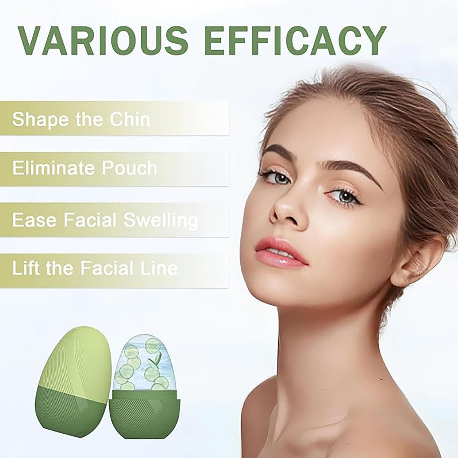 EOMECUIGAO Ice Cube Roller Massager Silicone Ice Roller Massage Lift Firm & Brighten Face (Green)