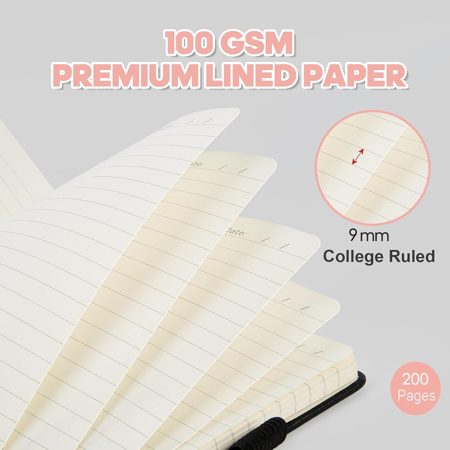 3 Pack Lined Journal Notebooks for Women & Men,200 Pages A5 Thick Journals for Writing Ruled Notebook for Writing, School Note Taking,Business Work (Blue+Pink+Black) image number 2