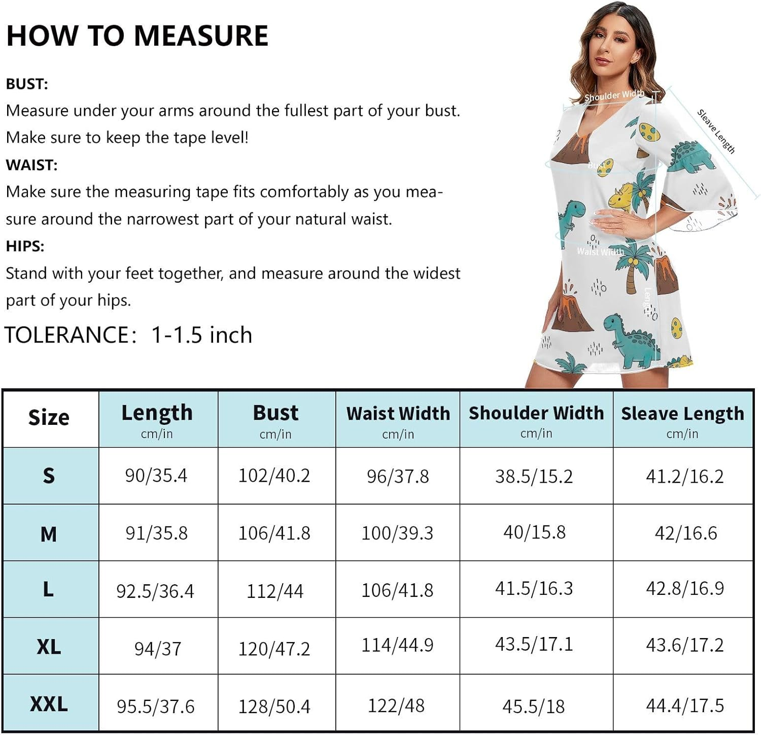 Cute Cartoon Dinosaurs White V Neck Dress Printed Line Maternity Dress