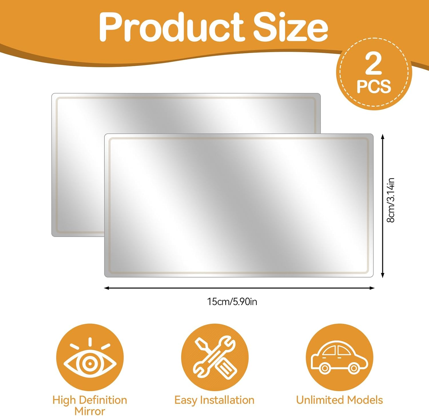 Car Cosmetic Mirror, Sun Visor Mirror, Self-Adhesive Makeup Mirror image number 1