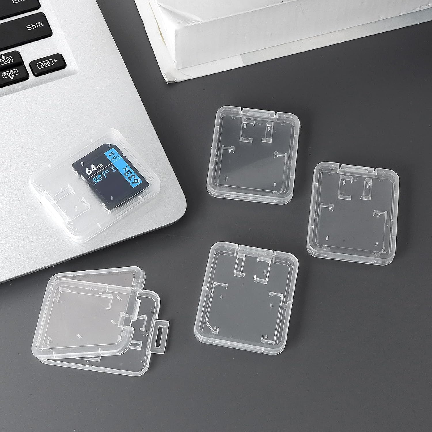 20 Pcs Clear Portable Memory Card Case, SD SDHC SDXC TF SIM MSD& Micro SD Card Plastic Holder, Dual-Card Storage Water-Resistant Portable Small Accessories Box(Transparent) image number 3