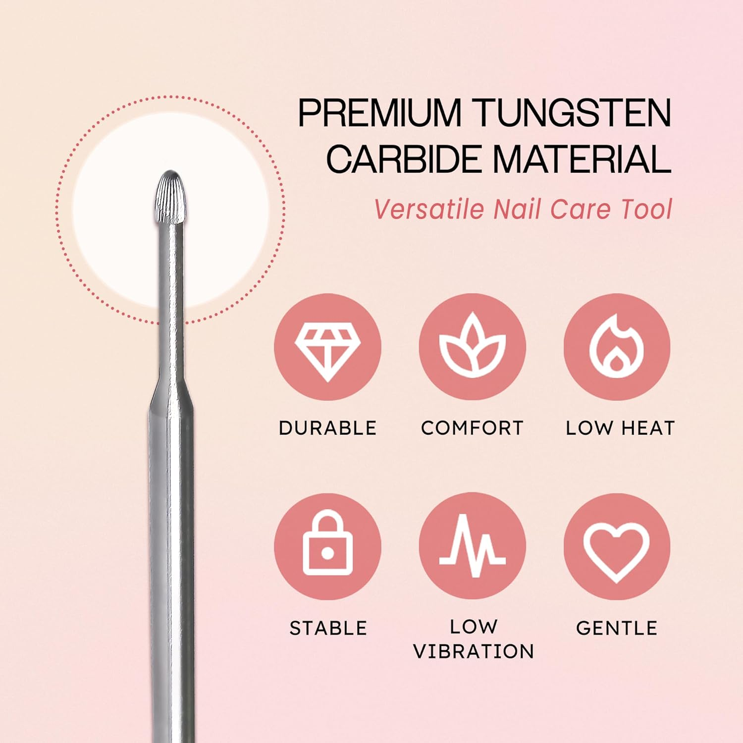 0.2Cm Cuticle Clean Safety Nail Carbide Bit - Silver Colour (Grit: Medium - M) for Electric . Drill Machine image number 7